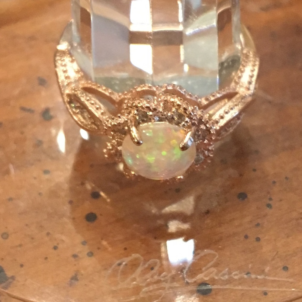 White Opal Rose Gold Ring - Picture 2 of 10